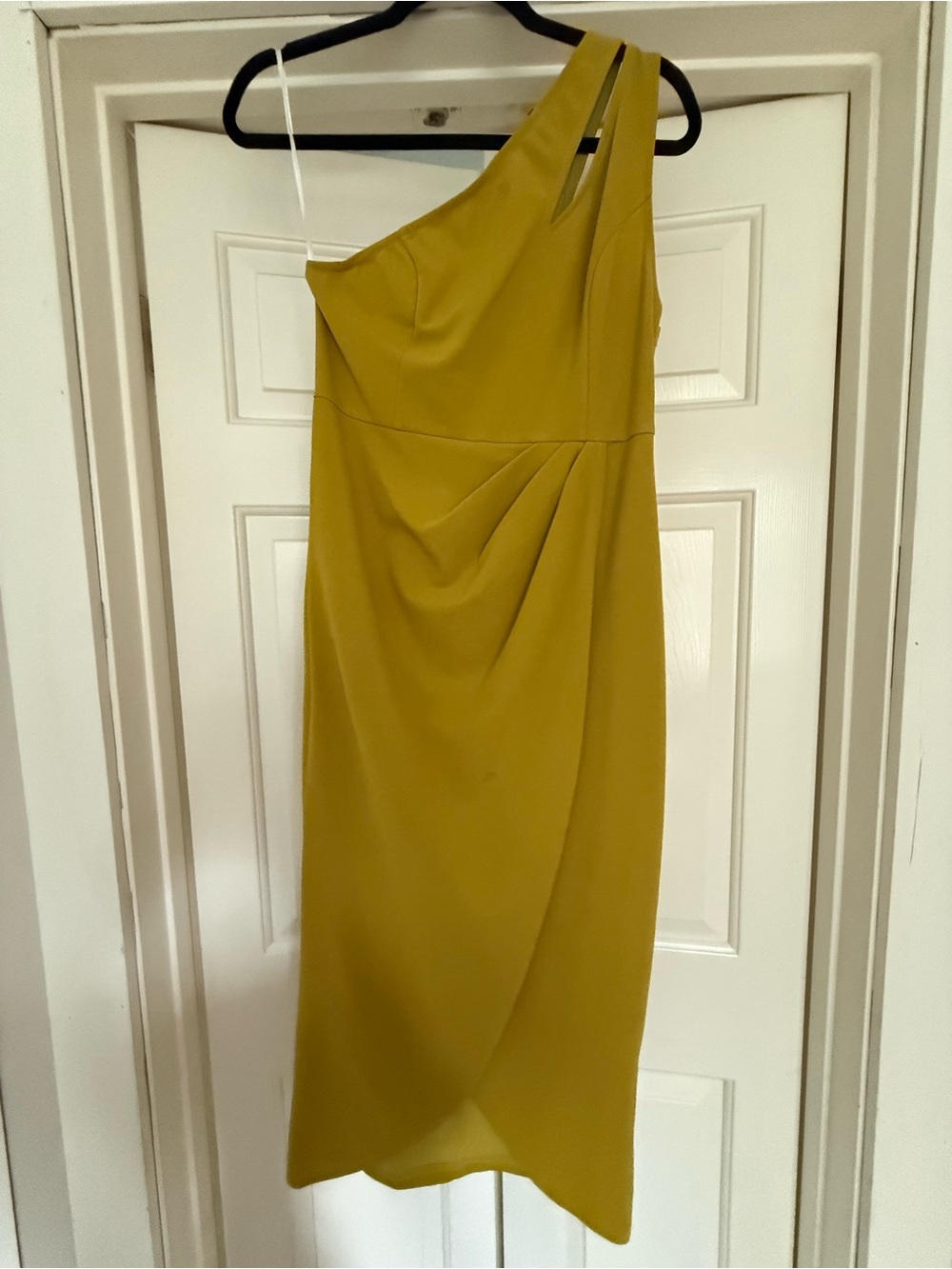 Chartreuse green one shoulder cocktail dress